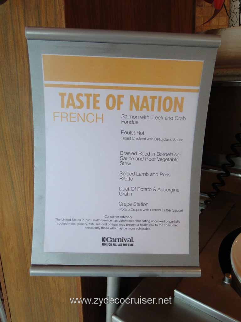 113: Carnival Spirit - Juneau - Taste of Nation - French Menu