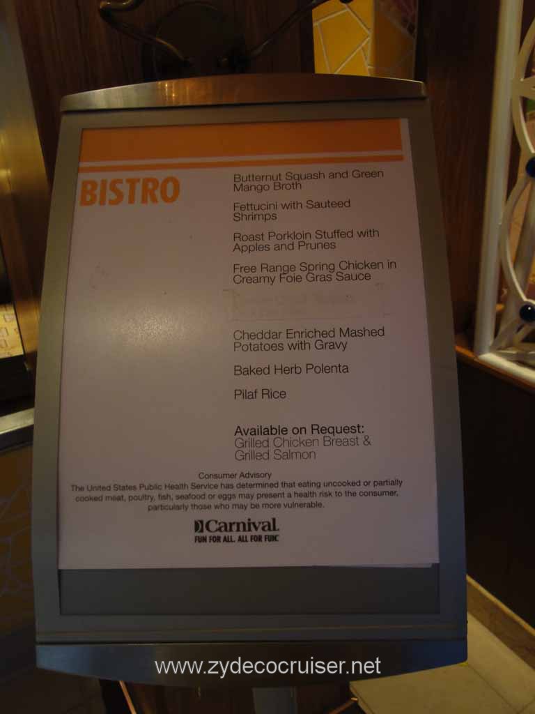 276: Carnival Spirit Bistro Menu