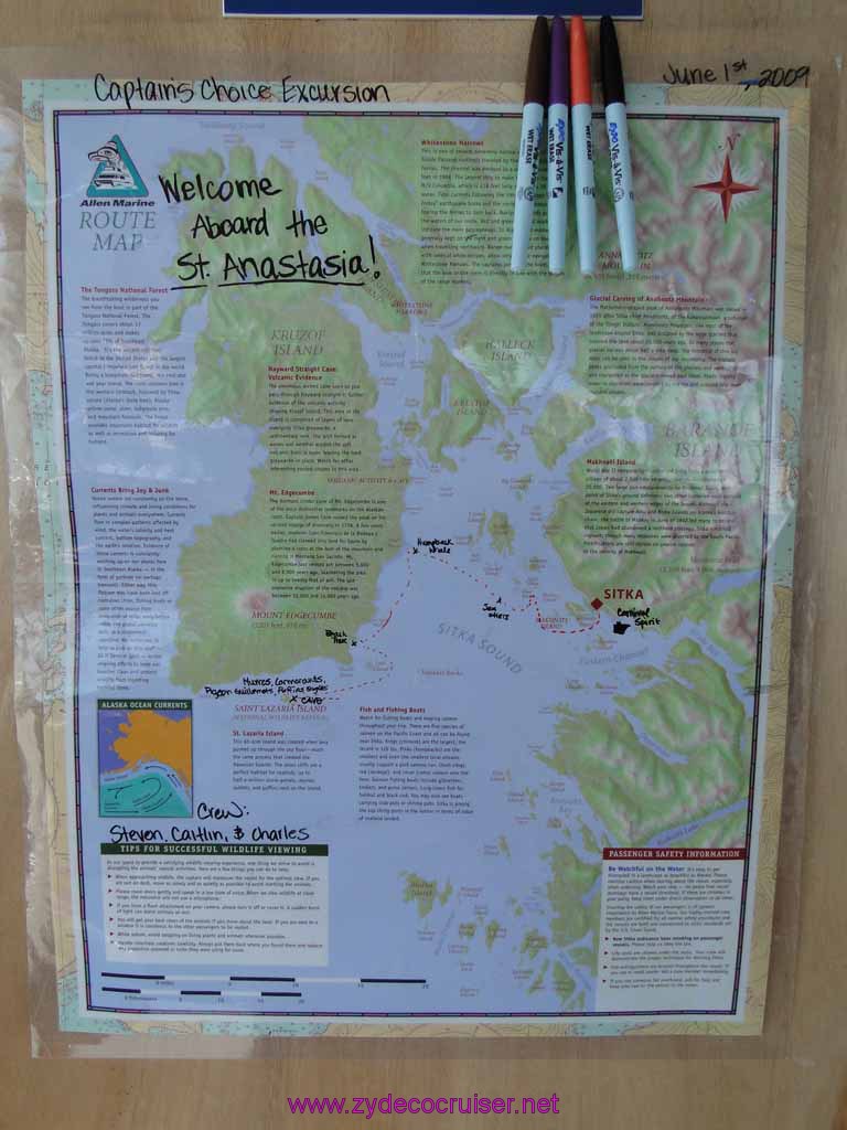 229: Sitka - Captain's Choice Wildlife Quest and Beach Exploration - Chart of where we went and what we saw