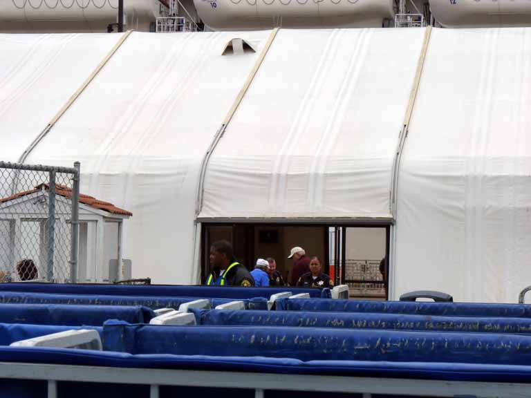 018: Carnival Spirit, San Diego/Ensenada - the secure but not secure luggage check area