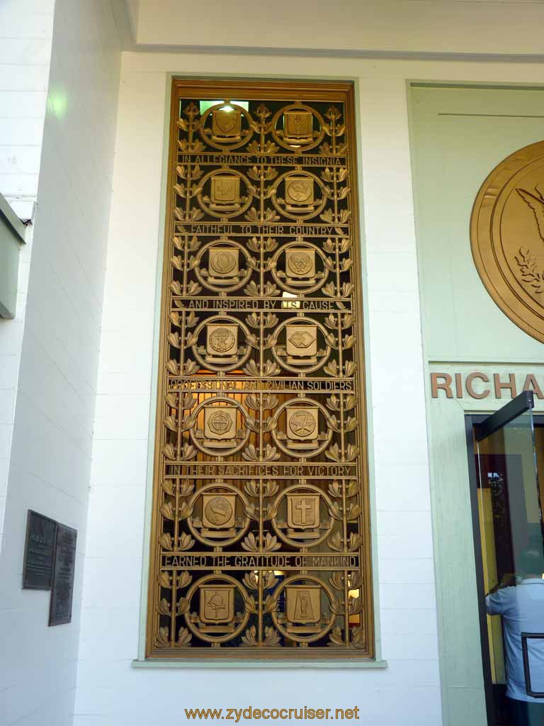 070: Carnival Spirit, Honolulu, Hawaii, Pearl Harbor VIP and Military Bases Tour, Fort Shafter, Richardson Hall, Left Side Insignias