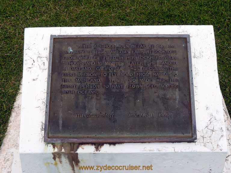 101: Carnival Spirit, Honolulu, Hawaii, Pearl Harbor VIP and Military Bases Tour, Schofield Barracks, Wheeler Army Airfield, Amelia Earhart 50th Anniversary first Hawaii to Mainland solo Flight