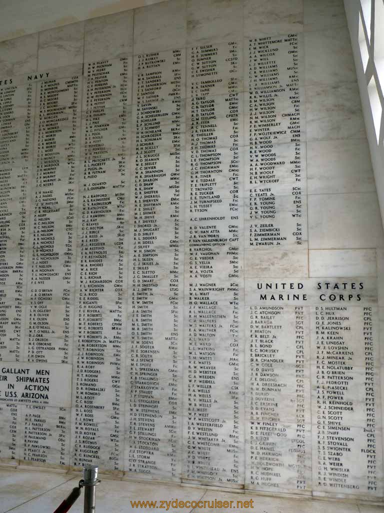 228: Carnival Spirit, Honolulu, Hawaii, Pearl Harbor VIP and Military Bases Tour, Pearl Harbor, Arizona Memorial, Shrine Room Wall