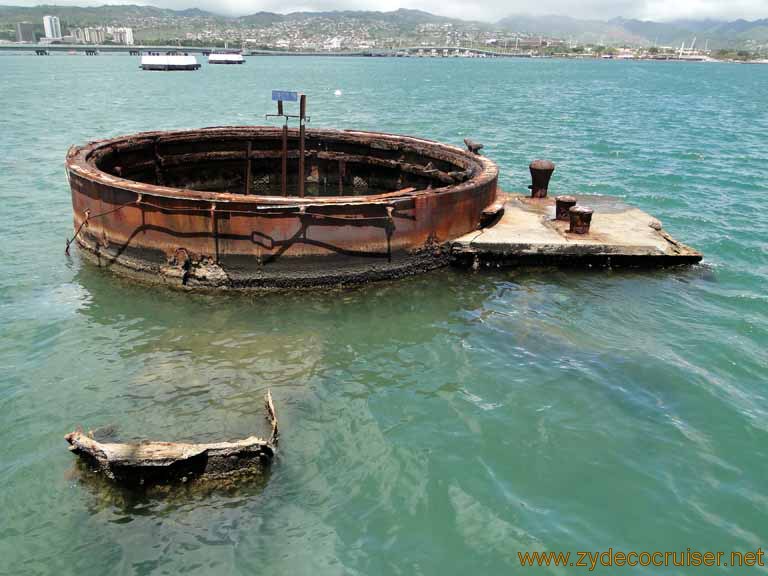 555: Carnival Spirit, Honolulu, Hawaii, Pearl Harbor VIP and Military Bases Tour, Pearl Harbor, Arizona Memorial, Foundation for No. 3 Gun Turret