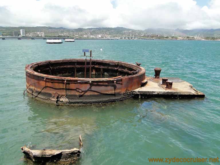 557: Carnival Spirit, Honolulu, Hawaii, Pearl Harbor VIP and Military Bases Tour, Pearl Harbor, Arizona Memorial, Foundation for No. 3 Gun Turret