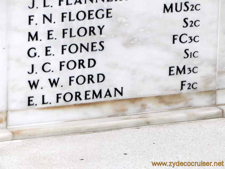 564: Carnival Spirit, Honolulu, Hawaii, Pearl Harbor VIP and Military Bases Tour, Pearl Harbor, Arizona Memorial, Shrine Room Wall, W.W. Ford