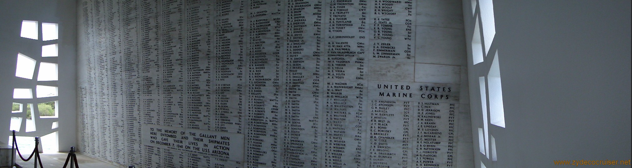 569: Carnival Spirit, Honolulu, Hawaii, Pearl Harbor VIP and Military Bases Tour, Pearl Harbor, Arizona Memorial, Shrine Room Wall Panorama