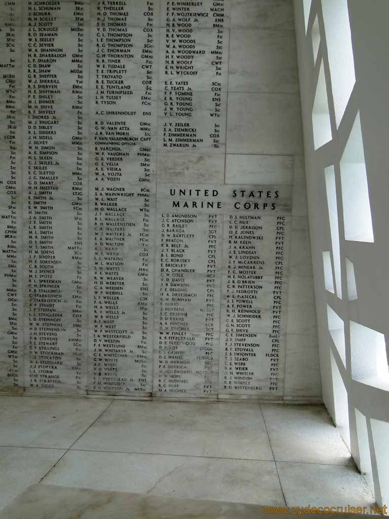 570: Carnival Spirit, Honolulu, Hawaii, Pearl Harbor VIP and Military Bases Tour, Pearl Harbor, Arizona Memorial, Shrine Room Wall