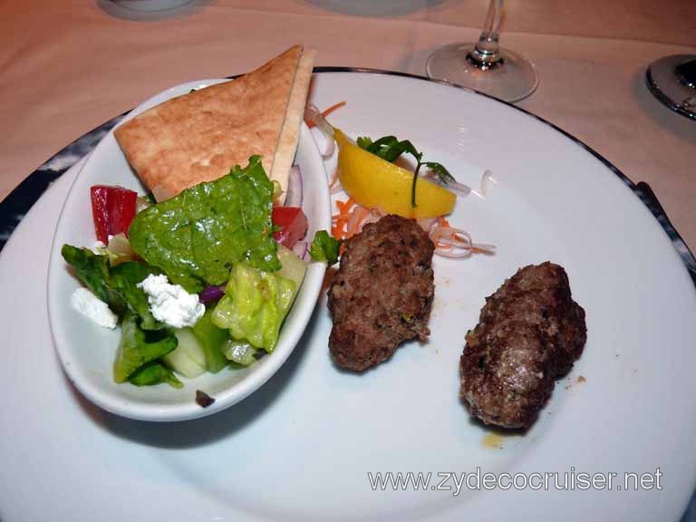 427: Carnival Spirit, Kailua-Kona, Pita Crisps and Beef Kabobs with Greek Farmer Salad