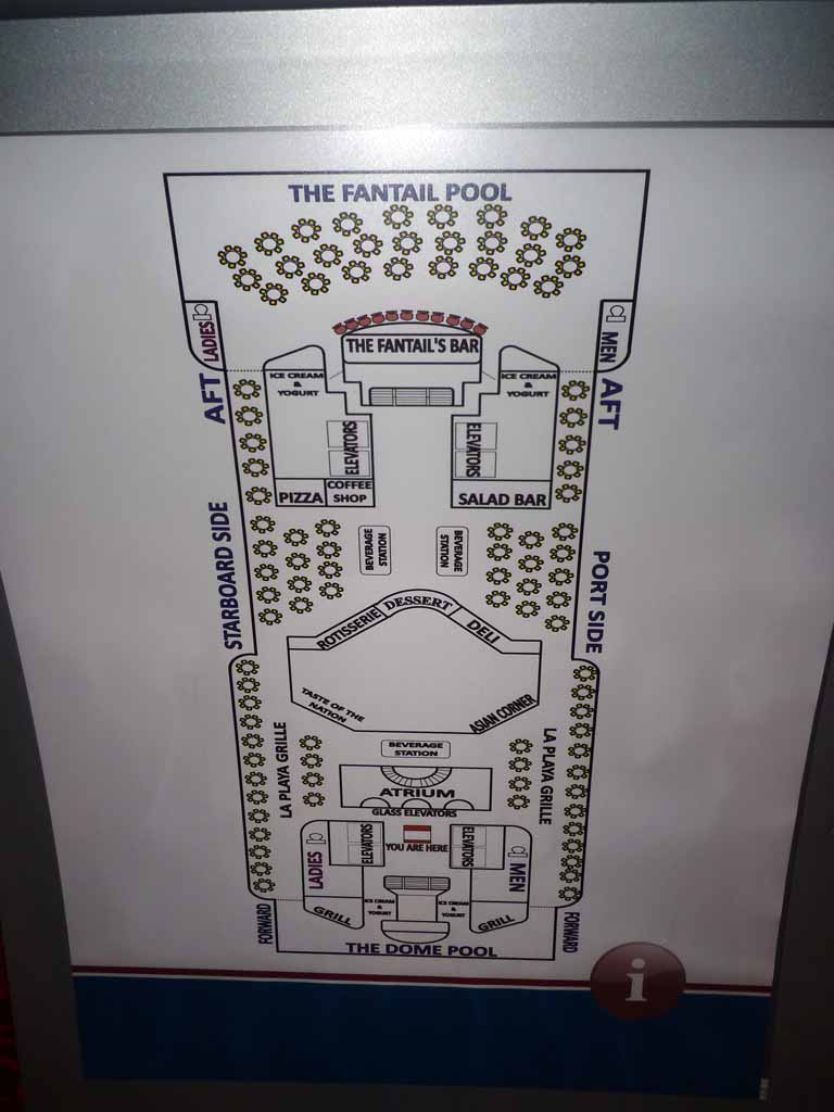 012: Carnival Spirit, Sea Day 1 - Food layout on Lido