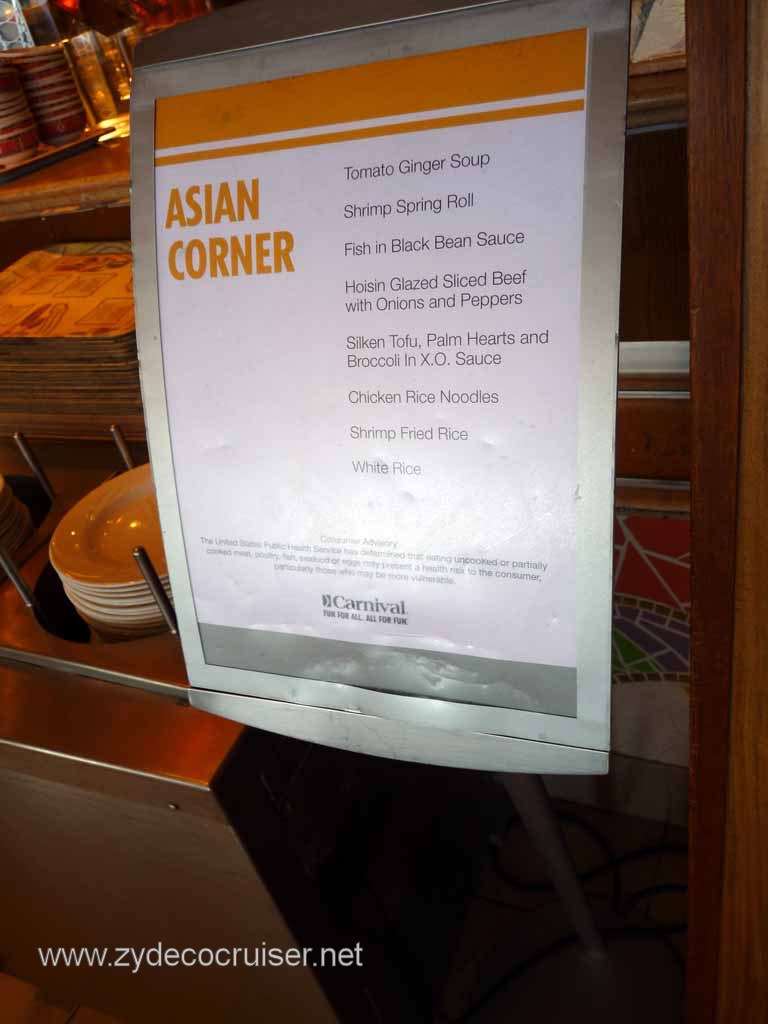 137: Carnival Spirit, Sea Day 1 - Asian Corner menu