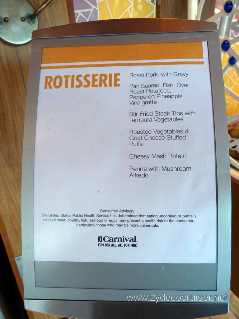 082: Carnival Spirit, Sea Day 3 - Rotisserie Menu