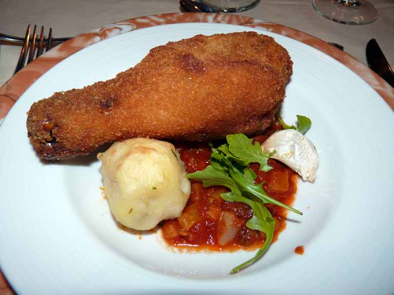 014: Carnival Spirit, Hawaii Cruise, Sea Day 5 - Biggest chicken leg ever - Fire Roasted Chicken in Sesame - I think our whole table gave this one a thumbs down