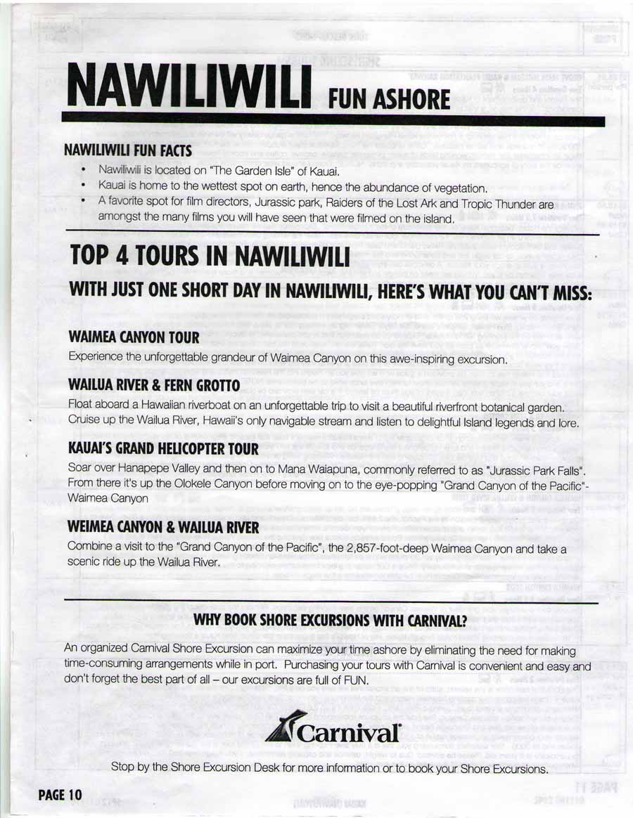 Carnival Spirit - Ensenada-Hawaii Shore Excursions - Page 10 - Nawiliwili