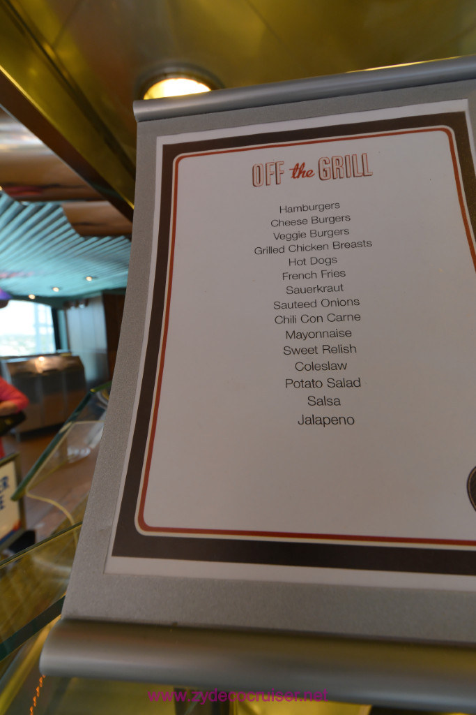 015: Carnival Splendor Panama Canal Journey Cruise, Embarkation, Miami, Off the Grill Menu