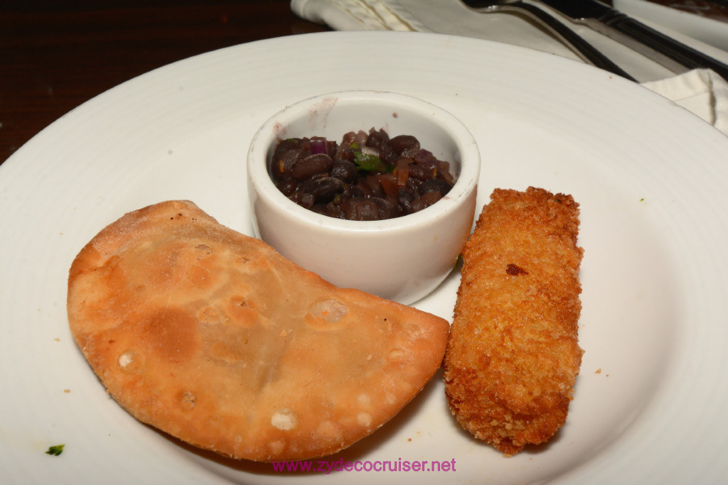 035: Carnival Splendor Panama Canal Journey Cruise, Embarkation, Miami, MDR Dinner, Croquetas, Empanadas, Black Bean Salsa