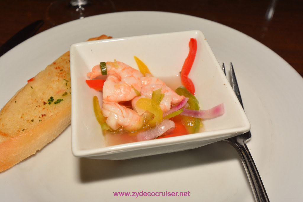 015: Carnival Splendor Panama Canal Journey Cruise, Sea Day 2, MDR Dinner, Shrimp Escabeche