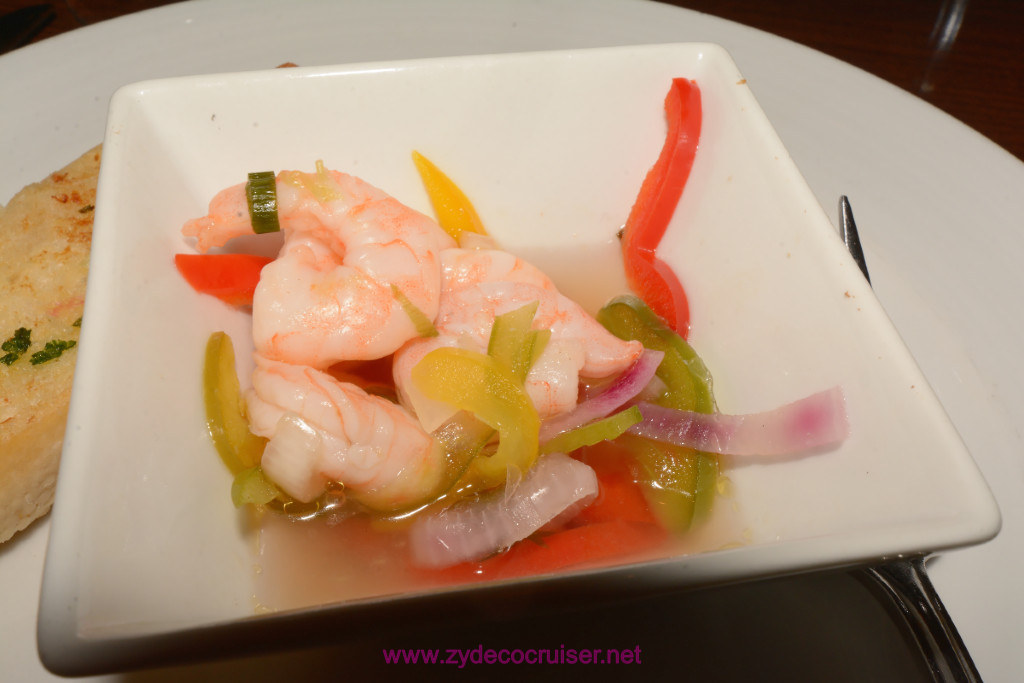 016: Carnival Splendor Panama Canal Journey Cruise, Sea Day 2, MDR Dinner, Shrimp Escabeche