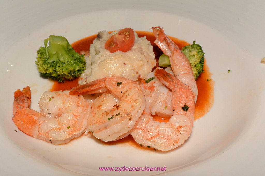 102: Carnival Splendor Panama Canal Journey Cruise, Sea Day 3, 2nd Elegant Night, MDR Dinner, Grilled Jumbo Shrimp