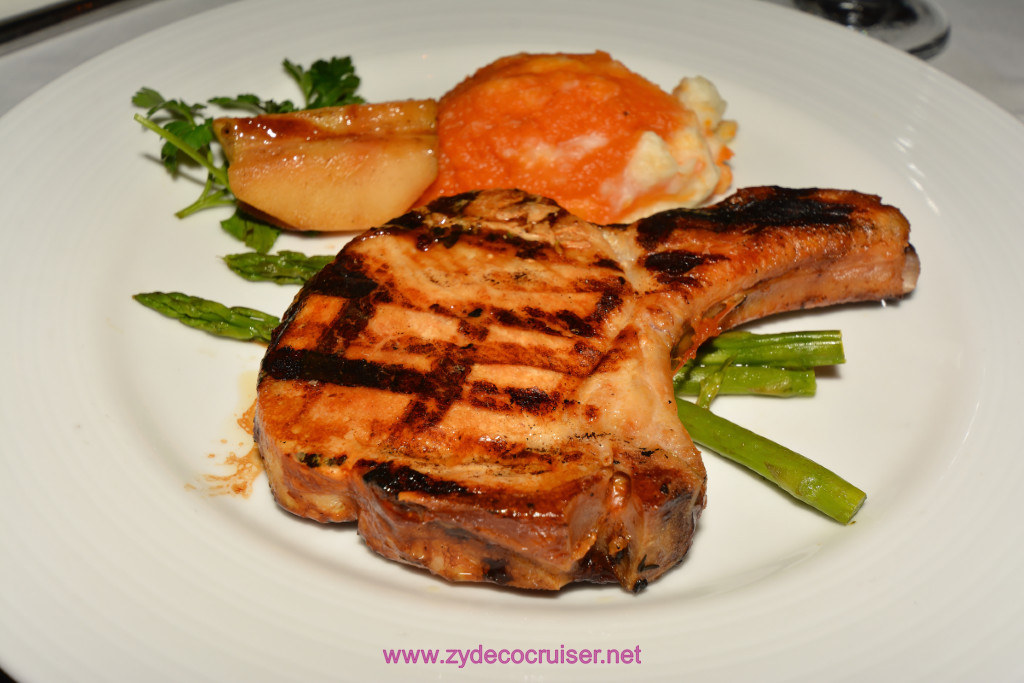 104: Carnival Splendor Panama Canal Journey Cruise, Sea Day 3, 2nd Elegant Night, MDR Dinner, Pork Chop