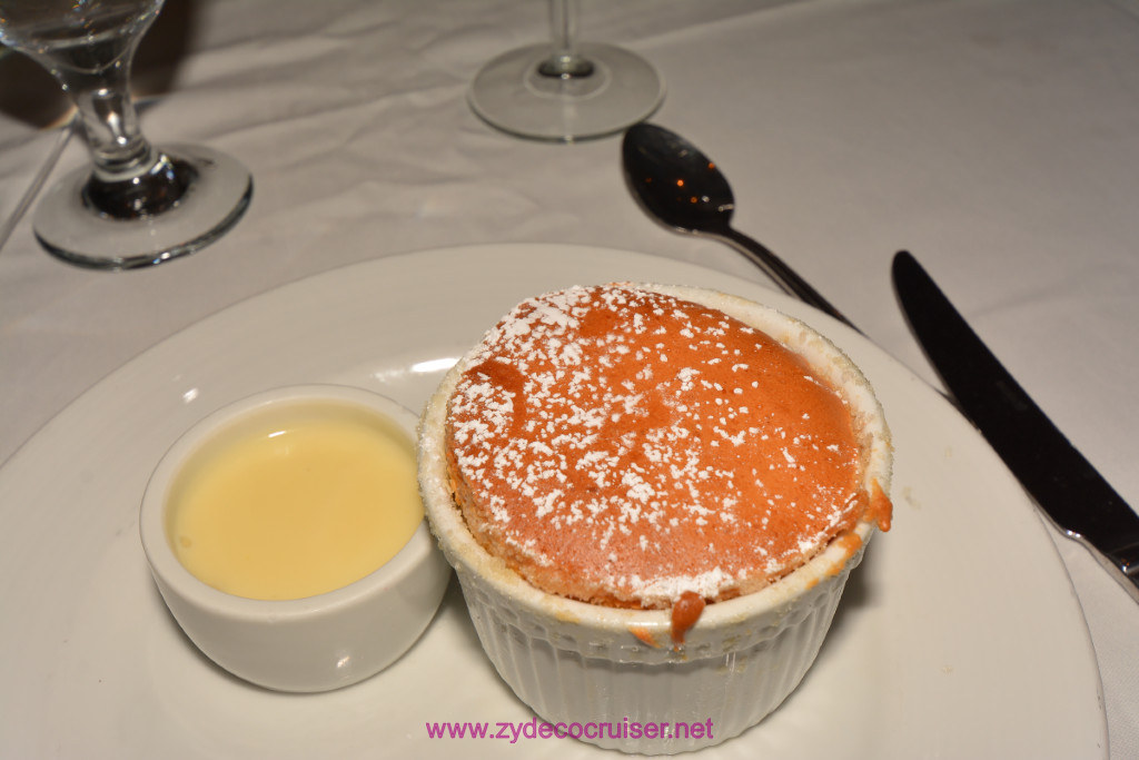 111: Carnival Splendor Panama Canal Journey Cruise, Sea Day 3, 2nd Elegant Night, MDR Dinner, Grand Marnier Souffle