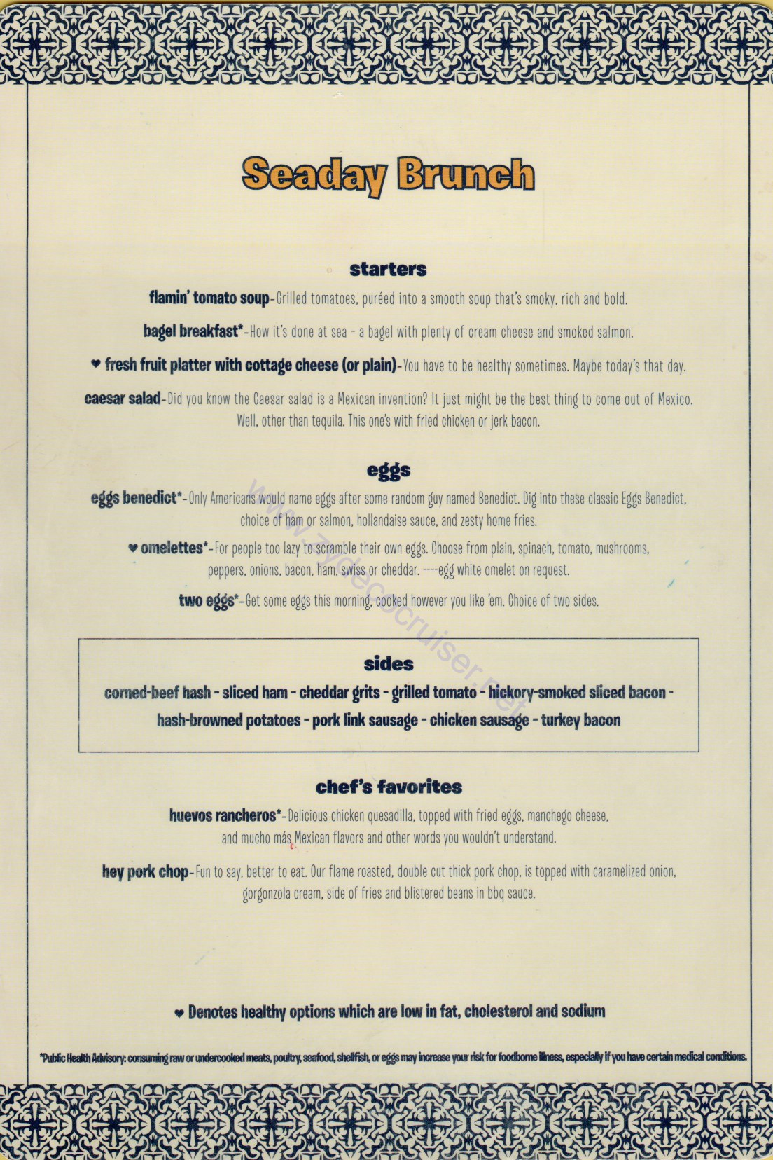 Seaday Brunch Menu