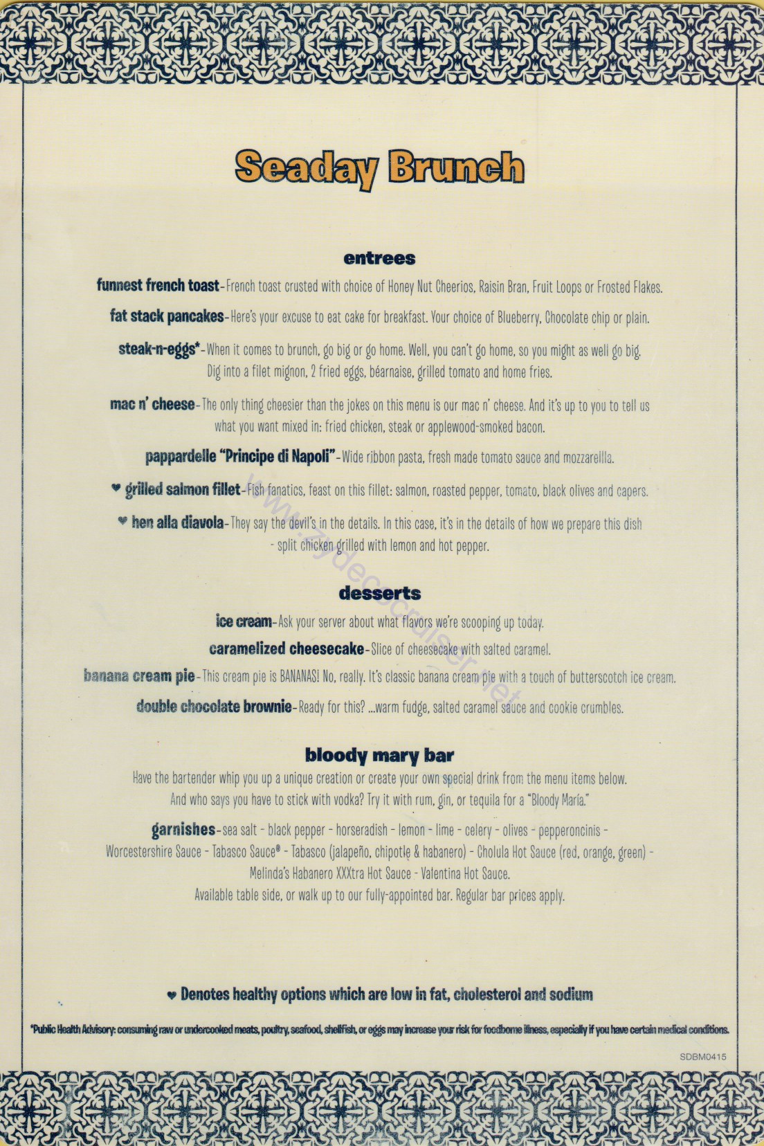 Seaday Brunch Menu 2