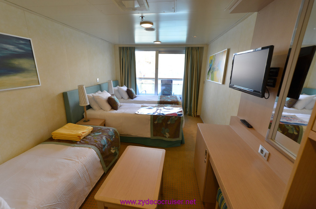 049: Carnival Sunshine Cruise, Barcelona, Embarkation, a random balcony stateroom of the new variety 