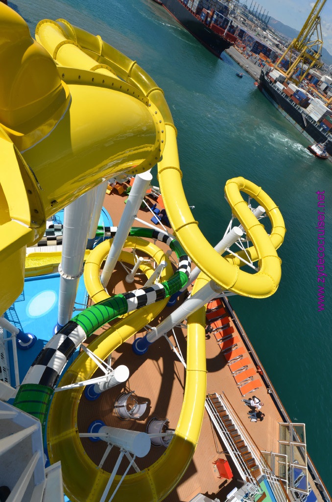 111: Carnival Sunshine Cruise, Barcelona, Embarkation, Waterslides, 