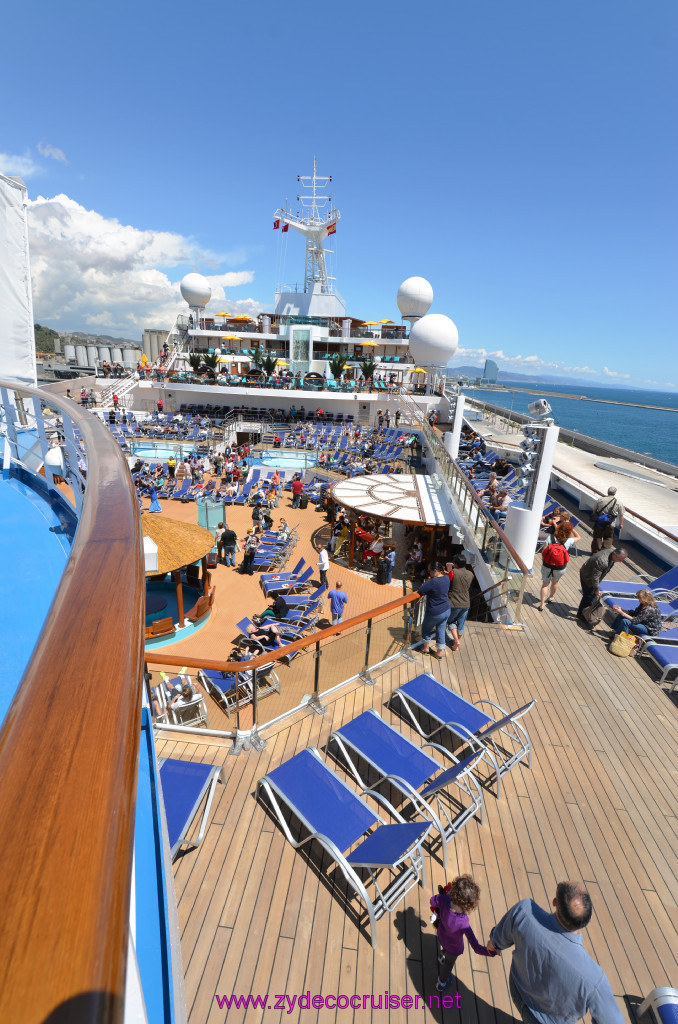 141: Carnival Sunshine Cruise, Barcelona, Embarkation, From Jogging Track looking Forward to Serenity, 