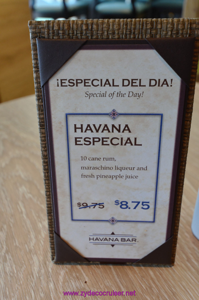 239: Carnival Sunshine Cruise, Barcelona, Embarkation, Havana Bar, Especial del Dia, Special of the Day, Havana Especial, 