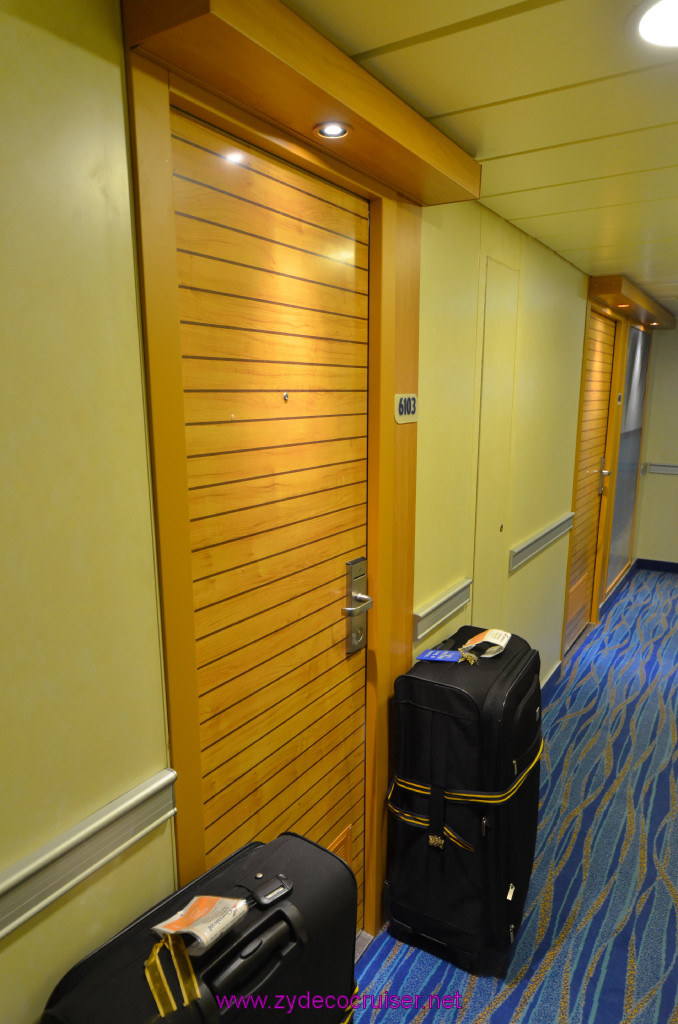 289: Carnival Sunshine Cruise, Barcelona, Embarkation, 4J Cabin Door, 