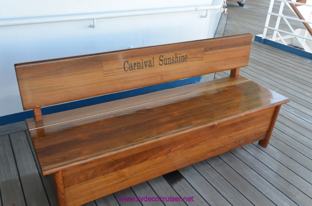 301: Carnival Sunshine Cruise, Barcelona, Embarkation, Carnival Sunshine Bench, 