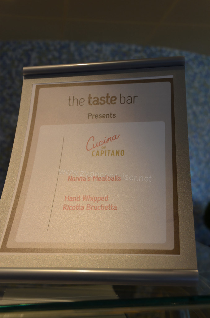 316: Carnival Sunshine Cruise, Barcelona, Embarkation, The Taste Bar Menu, Cucina del Capitano, 