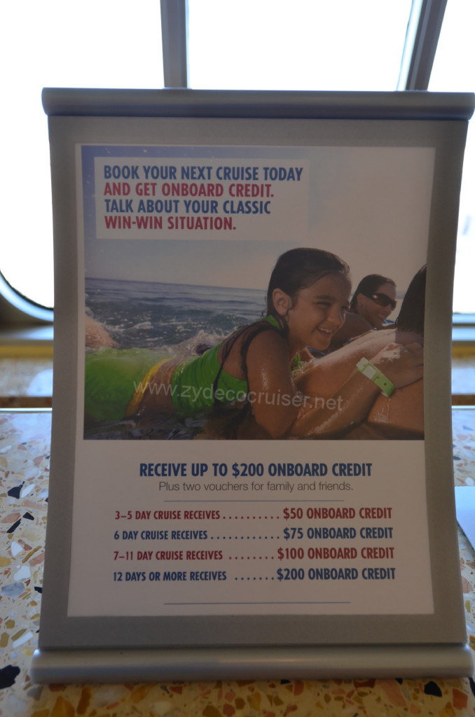 329: Carnival Sunshine Cruise, Barcelona, Embarkation, Future Cruise Incentive, 