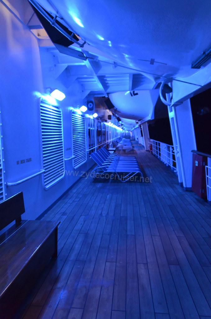 397: Carnival Sunshine Cruise, Barcelona, Embarkation, Outside Promenade at Night, 