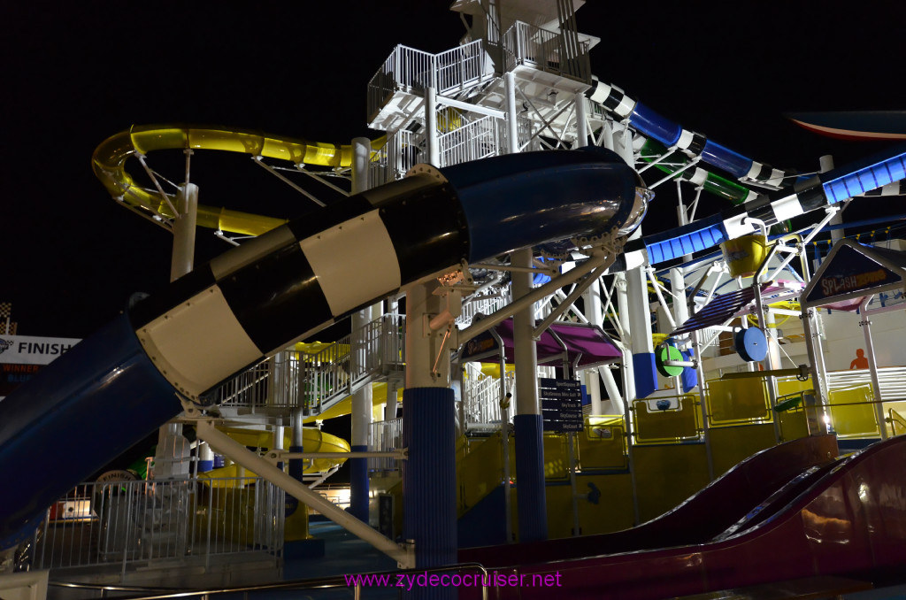 144: Carnival Sunshine Cruise, Marseilles, Waterslides at Night, 