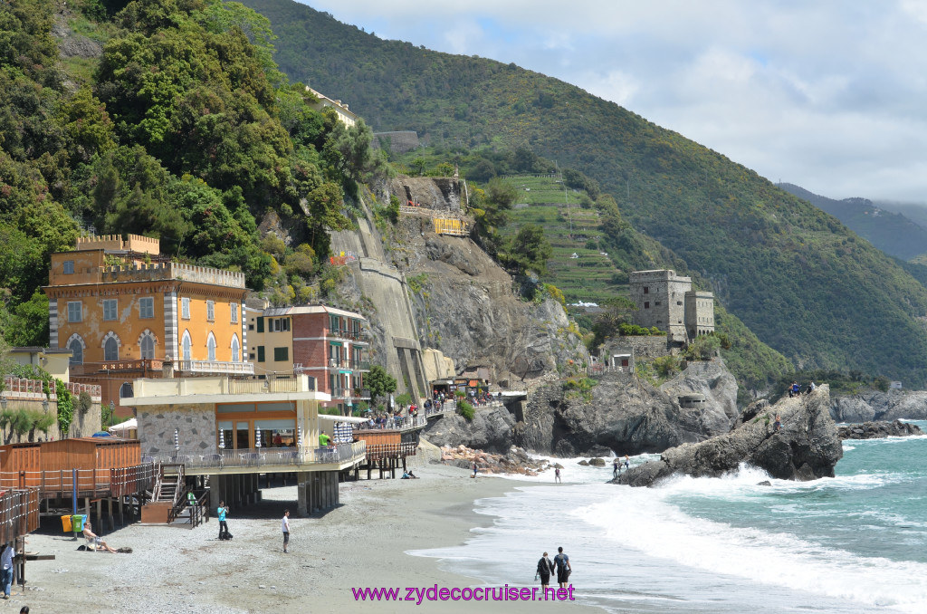 360: Carnival Sunshine Cruise, La Spezia, Cinque Terre Tour, Monterosso, Old Town Beach, Torre Aurora in background, 