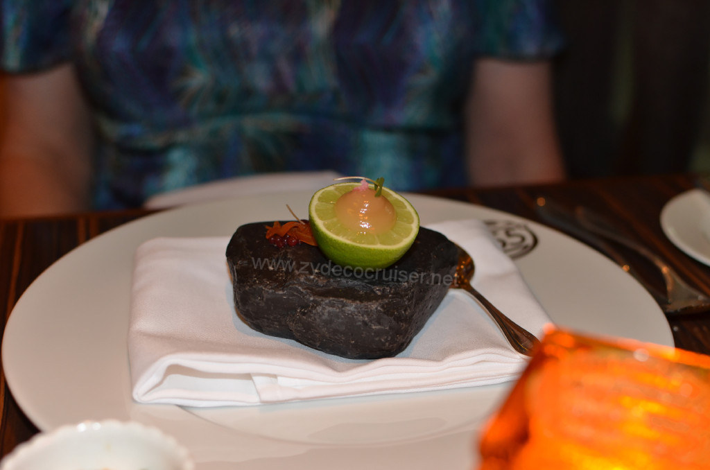 003: Carnival Sunshine Fahrenheit 555 Steakhouse, Fermented Pear on a Rock