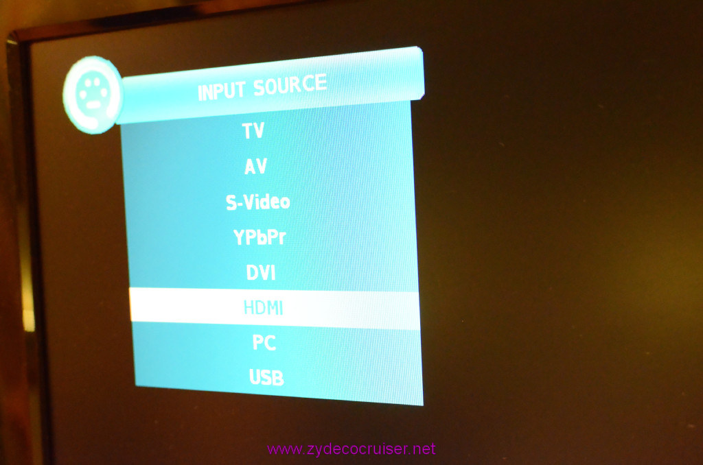 274: Carnival Sunshine Cruise, Messina, Stateroom TV, Input Source, 