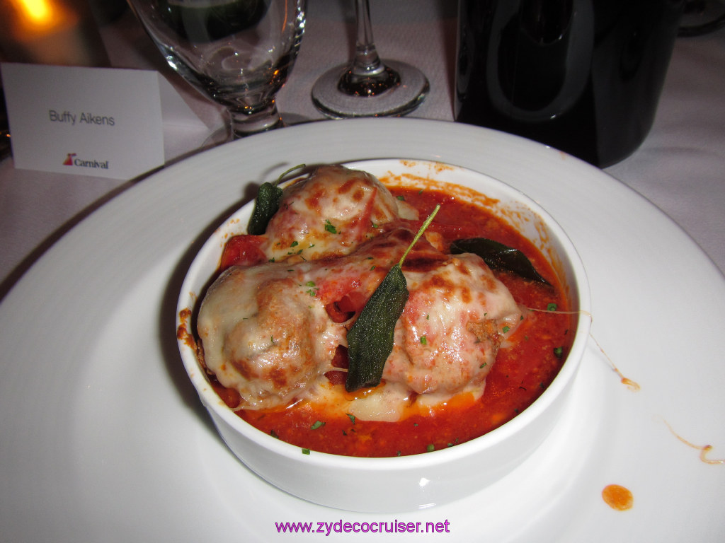 121: Carnival Sunshine Cruise, Nov 22, 2013, Cozumel, Cucina del Capitano, Diamond Guest Captain's Event, Nonna's Meatballs