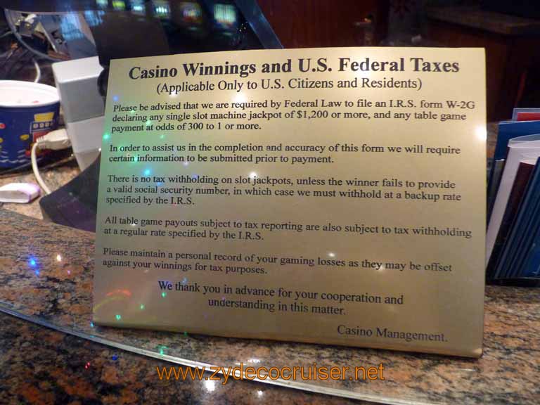 147: Carnival Triumph, Cozumel, Club Monaco Casino, IRS rules, W-2G