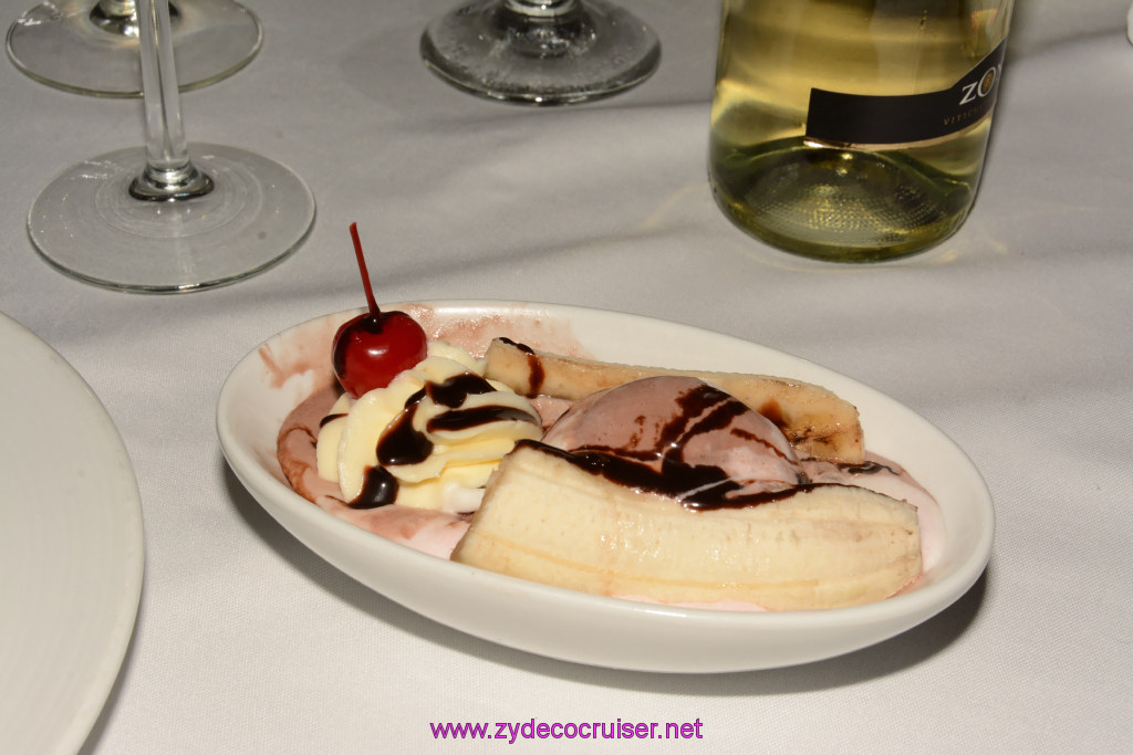 090: Carnival Triumph Journeys Cruise, Oct 25, Fun Day at Sea 1, MDR Dinner. American Feast, Elegant Night, Banana Split (Kid's Menu)