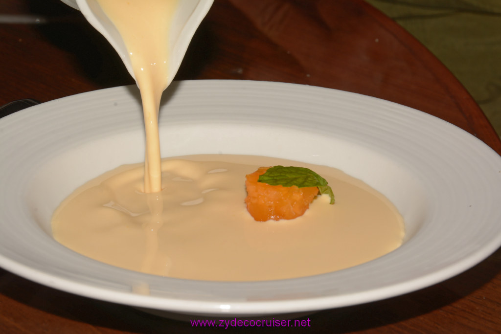 327: Carnival Triumph Journeys Cruise, St Maarten, MDR Dinner, Mango Cream Soup, 