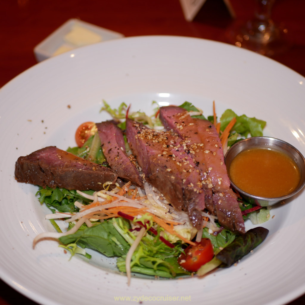 002: Carnival Valor Christmas Cruise, Cozumel,  MDR Dinner, Beef Steak Salad, 