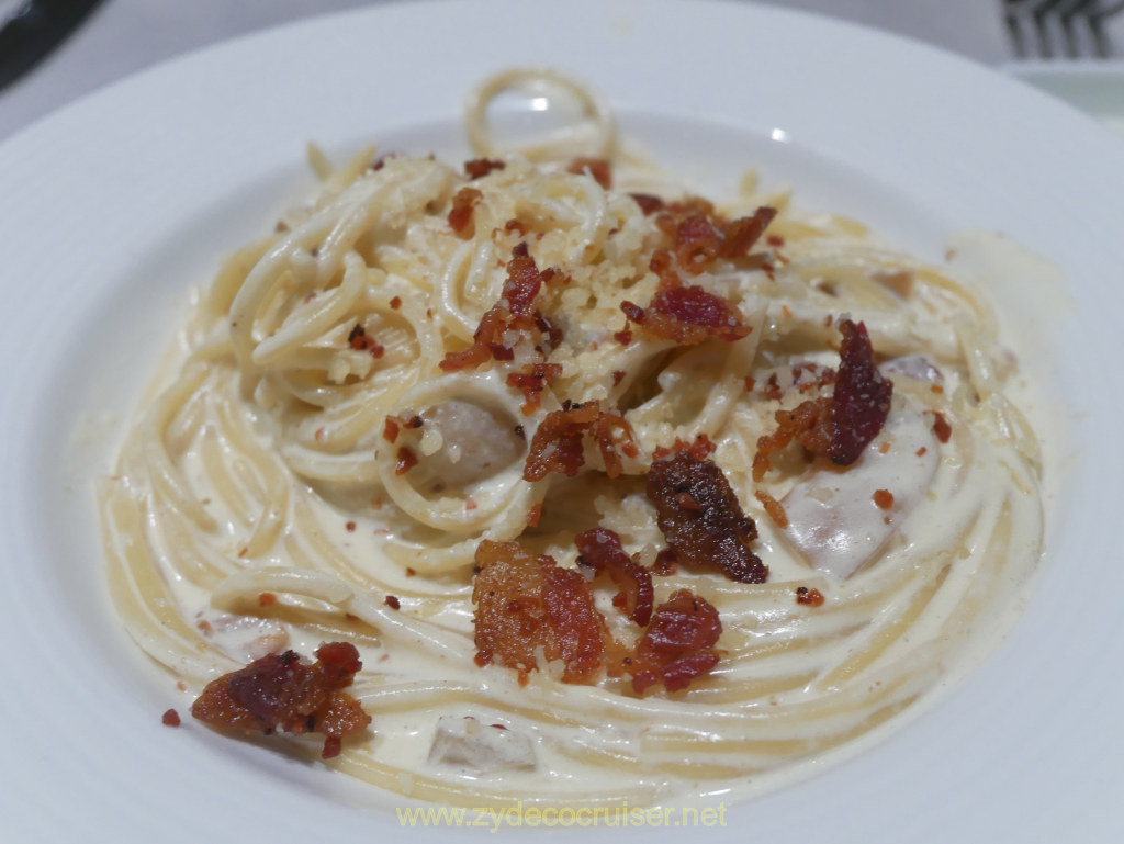 038: Carnival Venezia Transatlantic Cruise, MDR Dinner, Starter Sized Spaghetti Alla Carbonara