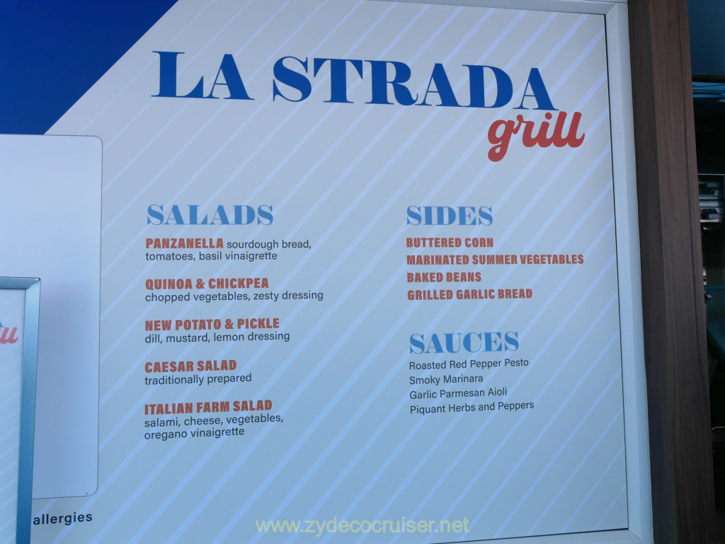 Carnival Venezia Transatlantic Cruise, Sea Day 2, La Strada Grill #carnivalvenezia