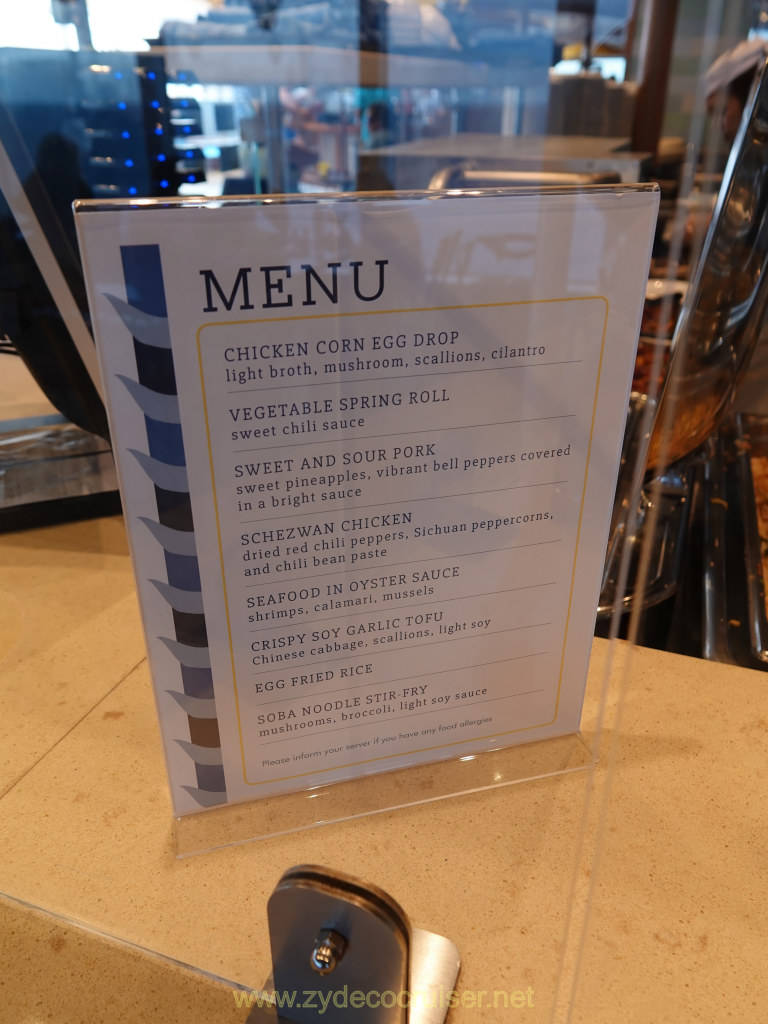 055: Carnival Venezia Transatlantic Cruise, Sea Day 4, Seafood Shack Chinese Lunch Buffet Menu (varies) #carnivalvenezia #zydecocruiser