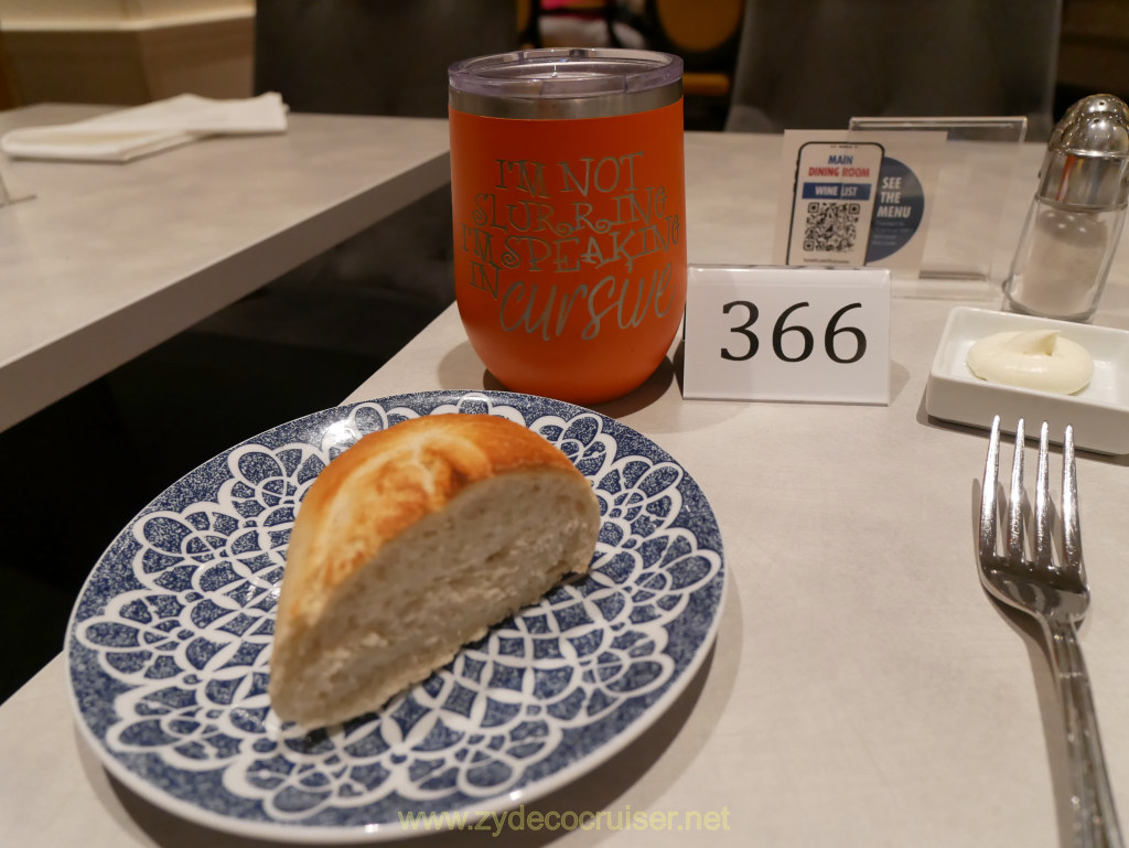 016: Carnival Venezia Transatlantic Cruise, Sea Day 5, MDR Dinner, Bread