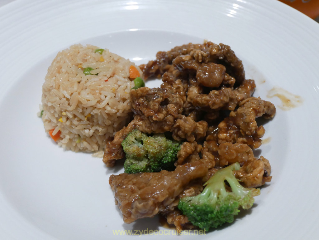 020: Carnival Venezia Transatlantic Cruise, Sea Day 5, MDR Dinner, Stir-Fry Beef and Broccoli